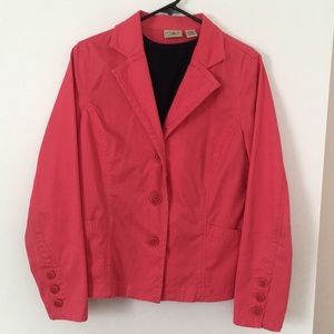 LL Bean coral cotton twill blazer